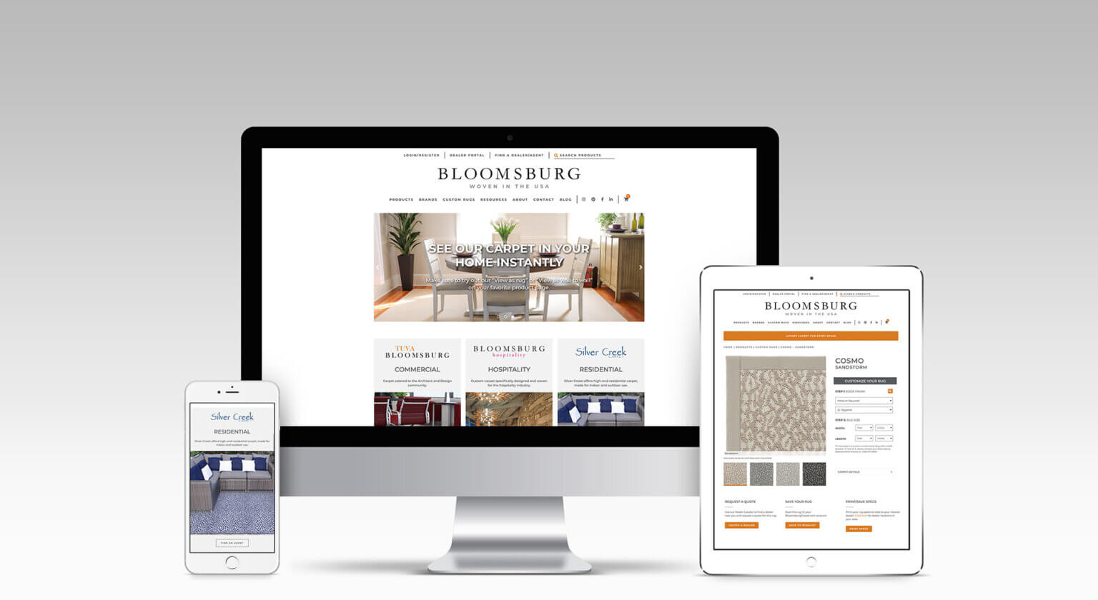 Bloomsburg Carpet mobile website design by Thinkhouse Long Island Web design agency